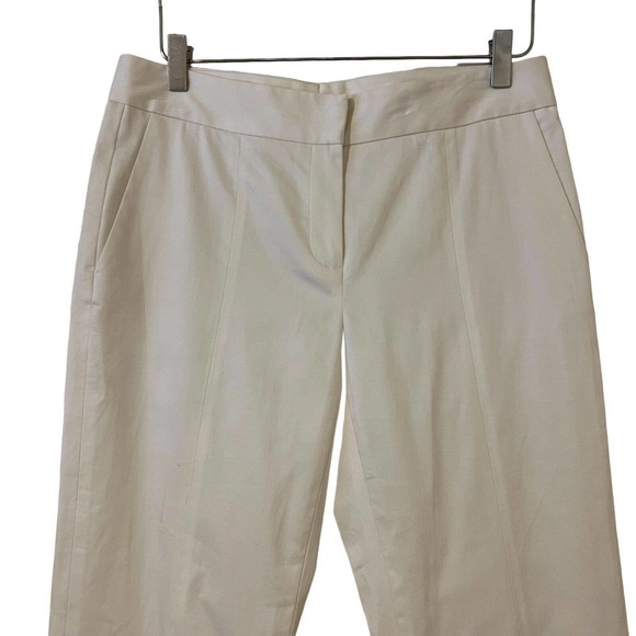 Lewit Women's Cream Flat Front Cropped Pants with Button Detail on Leg - Size 8 - Picture 2 of 9